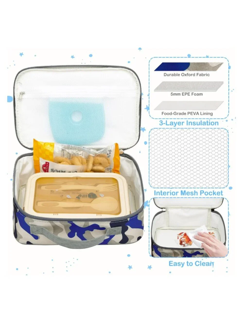 Insulated Soft Lunch Bag Mini Cooler Thermal Meal Tote for Back to School